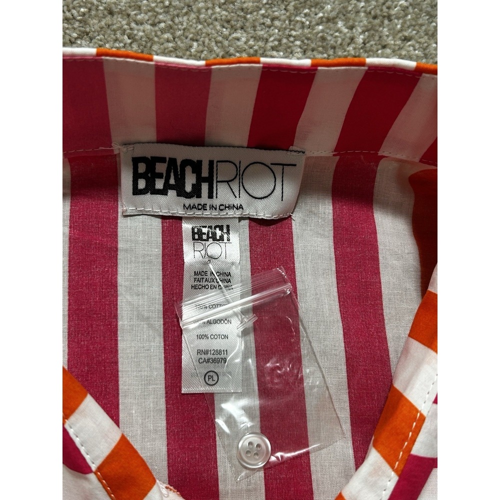 NEW Beach Riot Alexa Top Womens Petite‎ Large White Striped Sunset Long Sleeve - Picture 5 of 7